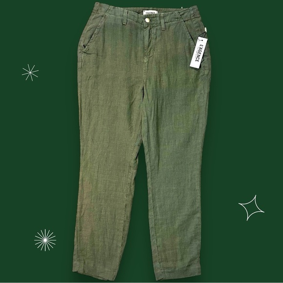 NWT L’Agence Cropped Linen Trousers in Olive Green “Basil” Size 25 - Picture 1 of 12